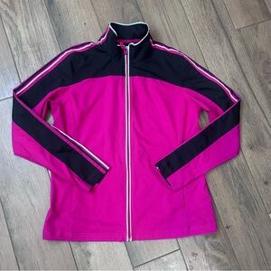 Made For Life Jacket Womens Medium Pink And Black Color Block Full Zip Athletic